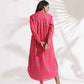 trueBrowns Pink Cotton Print A-line Dress | Swadesiicart