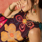 InWeave Black Floral Fuchsia Asymmetrical Dress - Swadesiicart