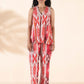 trueBrowns Maroon Cotton Ikat Flared Co-ord Set - Swadesiicart