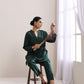 trueBrowns Dark Green Dobby Relaxed Fit Co-Ord Set - Swadesiicart