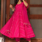 Pomcha Jaipur Bhandhej Pink Cotton Anarkali Set | Swadesiicart