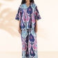 trueBrowns Blue Cotton Ikat V-neck Co-ord Set - Swadesiicart