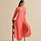 trueBrowns Bright Pink Dobby Angrakha Kurta Pant Set | Swadesiicart