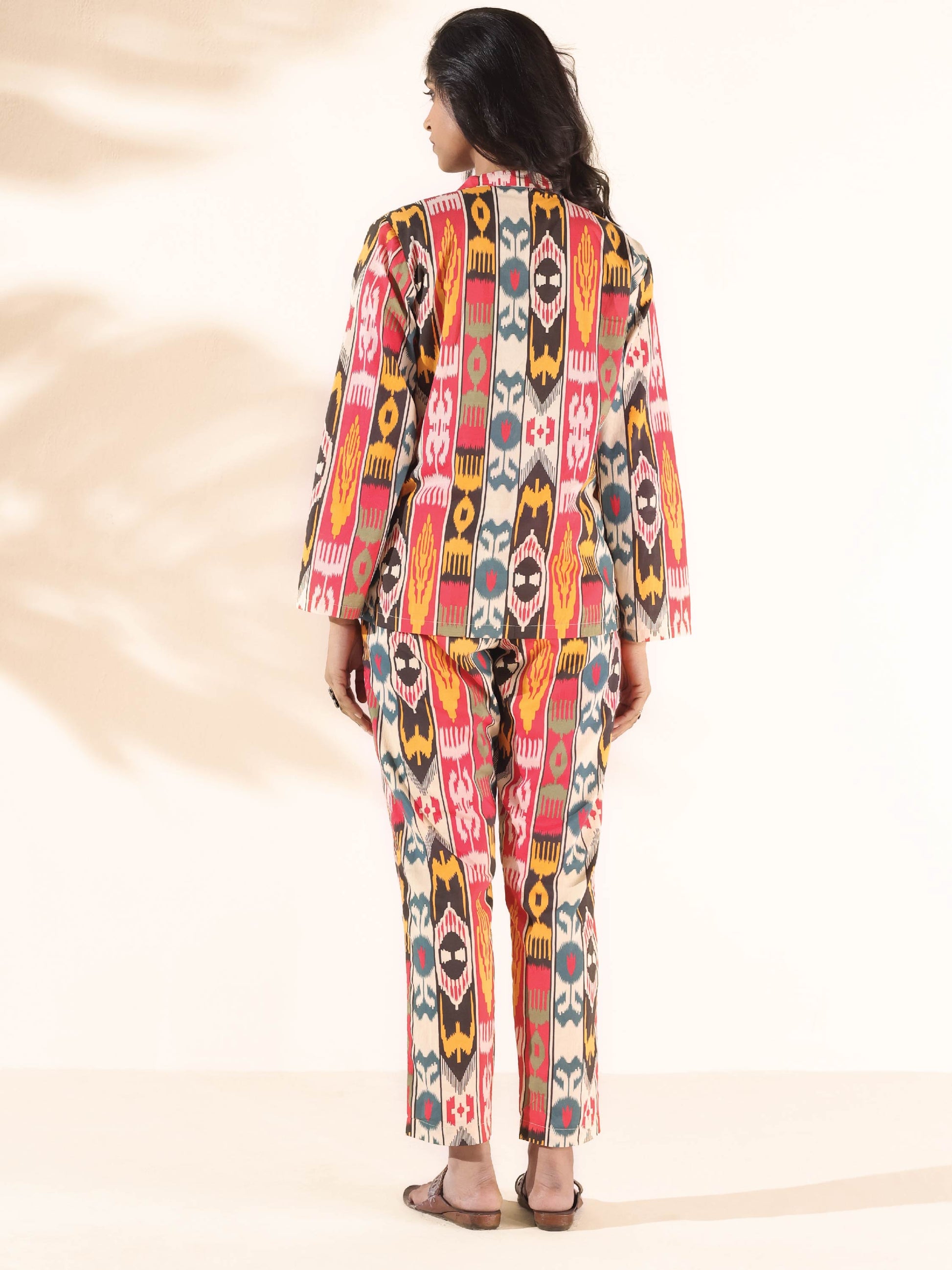 trueBrowns Cola Cotton Ikat Pant Suit Set - Swadesiicart