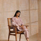 trueBrowns Grey Overall Floral Block Print Cotton Flared Slit Kurta Pant Set | Swadesiicart
