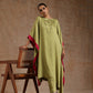 trueBrowns Light Green Modal Satin High-Low Kaftan Kurta Set | Swadesiicart
