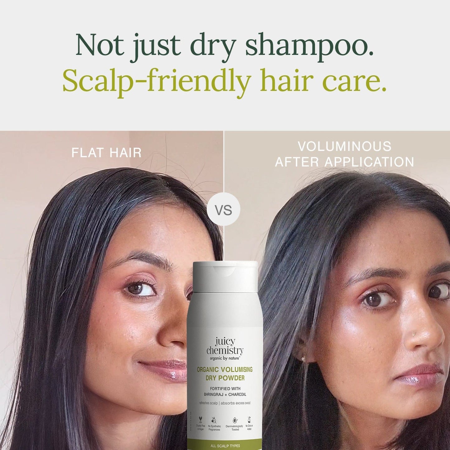 Organic Volumising Dry Powder Fortified with Bhringaraj + Charcoal