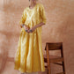 InWeave Women's Light Yellow Mirror Work Long Anarkali Kurta - Swadesiicart