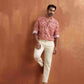 trueBrowns Men's Beige Printed Short Kurta | Swadesiicart