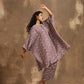trueBrowns Dark Mauve Zig Zag Printed Silk Kaftan Co-Ord Set - Swadesiicart