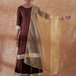 InWeave Women's Brown Gota Work Anarkali Kurta Set W Dupatta - Swadesiicart