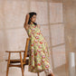 trueBrowns Yellow Overall Floral Block Print Cotton Sleeveless Kurta Pant Set | Swadesiicart