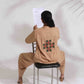 trueBrowns Beige Cotton Embroidered Shirt Top Co-ord Set - Swadesiicart