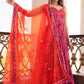 Pomcha Jaipur Tara Orange Printed Anarkali Set | Swadesiicart