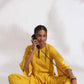 trueBrowns Yellow Cotton Slub Embroidered Straight Kurta Set | Swadesiicart