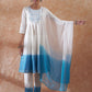 InWeave Women's White Lurex Blue Dye Patch Gota Anarkali Kurta Set W Dupatta - Swadesiicart