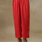 trueBrowns Red Bandhani Printed Silk Panel Kaftan Kurta Pant Set | Swadesiicart