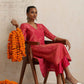 trueBrowns Hot Pink Tissue Straight Kurta Set | Swadesiicart