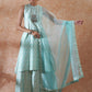 InWeave Women's Powder Blue Jacquard Halter Kurta Set W Powder Blue Or Dupatta - Swadesiicart