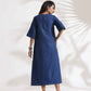trueBrowns Blue Slub Dress | Swadesiicart