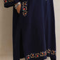 trueBrowns Blue Kashmiri Floral Embroidered Woollen Phiran Kurta | Swadesiicart