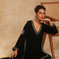 trueBrowns Black Velvet Embroidered Co-ord Set - Swadesiicart