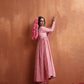 trueBrowns Pink Print Flared Anarkali Kurta Set | Swadesiicart