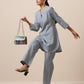 trueBrowns Cotton Steel Blue Short Co-Ord Set | Relove - Swadesiicart
