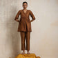 trueBrowns Brown Silk Angrakha Co-ord Set - Swadesiicart