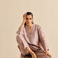 trueBrowns Grey Silk Texture Relaxed Co-Ord Set - Swadesiicart