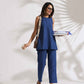 trueBrowns Blue Slub Co-ord Set - Swadesiicart