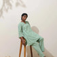 trueBrowns Mint Green Cotton Linen Kurta Co-Ord Set - Swadesiicart