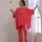 trueBrowns Bright Pink Dobby Boxy Fit High Low Co-Ord Set - Swadesiicart