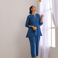 trueBrowns Classic Blue Dobby Pleated Co-Ord Set - Swadesiicart