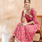 InWeave Women's Pink Patola Printed Gota Embroidered Anarkali Kurta - Swadesiicart