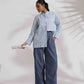 trueBrowns Blue Cotton Check Shirt Top Co-ord Set - Swadesiicart