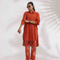 trueBrowns Orange Cotton Solid Shirt Kurta Co-ord Set - Swadesiicart