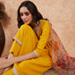 InWeave Women's Mustard Alia Neck Style Gota Set W Organza Dupatta - Swadesiicart