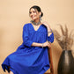 InWeave Women's Ink Blue Flared Kurta Palazzo Set - Swadesiicart