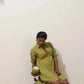 trueBrowns Pear Green Cotton Linen Dress | Swadesiicart