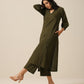trueBrowns Olive Green Slub Texture Kurta Pant Set | Swadesiicart