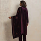 trueBrowns Purple Velvet Floral Embroidered Kurta Pant Dupatta Set | Swadesiicart
