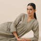 trueBrowns Cotton Olive Green Flared Slit Kurta Pant Set | Swadesiicart