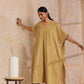 trueBrowns Mustard Dabu Zig-Zag Lines Print Cotton Panel Kaftan Kurta Pant Set | Swadesiicart