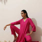 trueBrowns Pink Viscose Kurta Pant Set | Swadesiicart