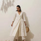 trueBrowns Off White Cotton Linen Angrakha Kurta Pant Set | Swadesiicart