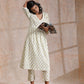 trueBrowns Green Buta On Off White Block Print Cotton Slit Gathered Kurta Set | Swadesiicart