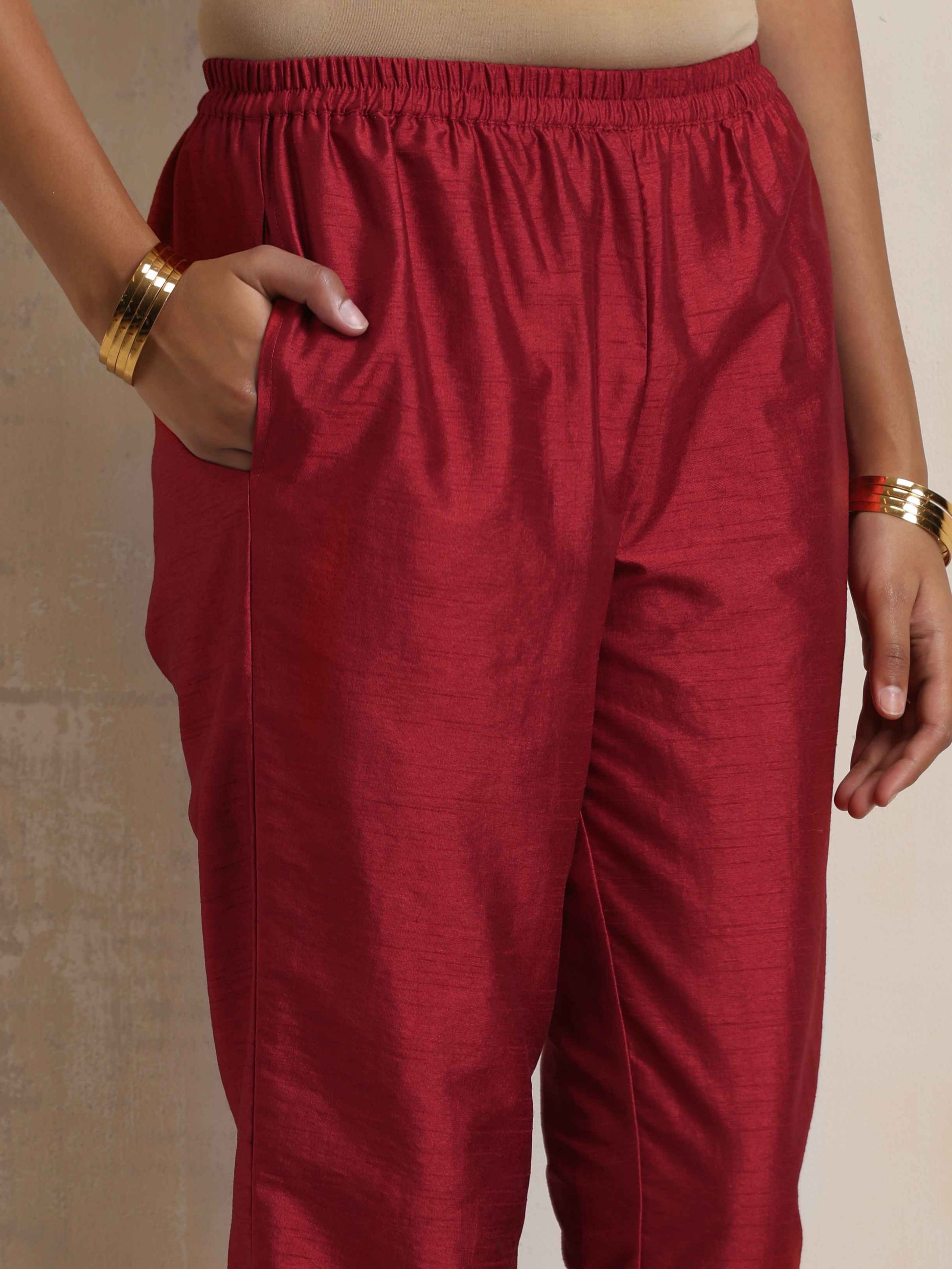 trueBrowns Purple Silk Anarkali Kurta Pant Dupatta Set | Swadesiicart