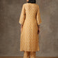 trueBrowns Beige White Flared Printed Silk Kurta Pant Set | Swadesiicart