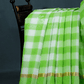 Cream And Neon Green With Checks Pure Mangalgiri Cotton Saree By Gayathri Reddy Designer Studio | Swadesiicart